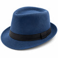 Fedora Hut für Herren Blau mit Schwarzem Band