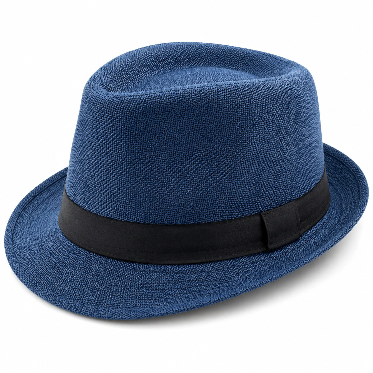Fedora Hut für Herren Blau mit Schwarzem Band