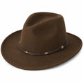 Brauner Fedora Filzhut mit Ledergarnitur