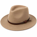 Stetson Fedora Hut aus Filz mit Lederband Beige