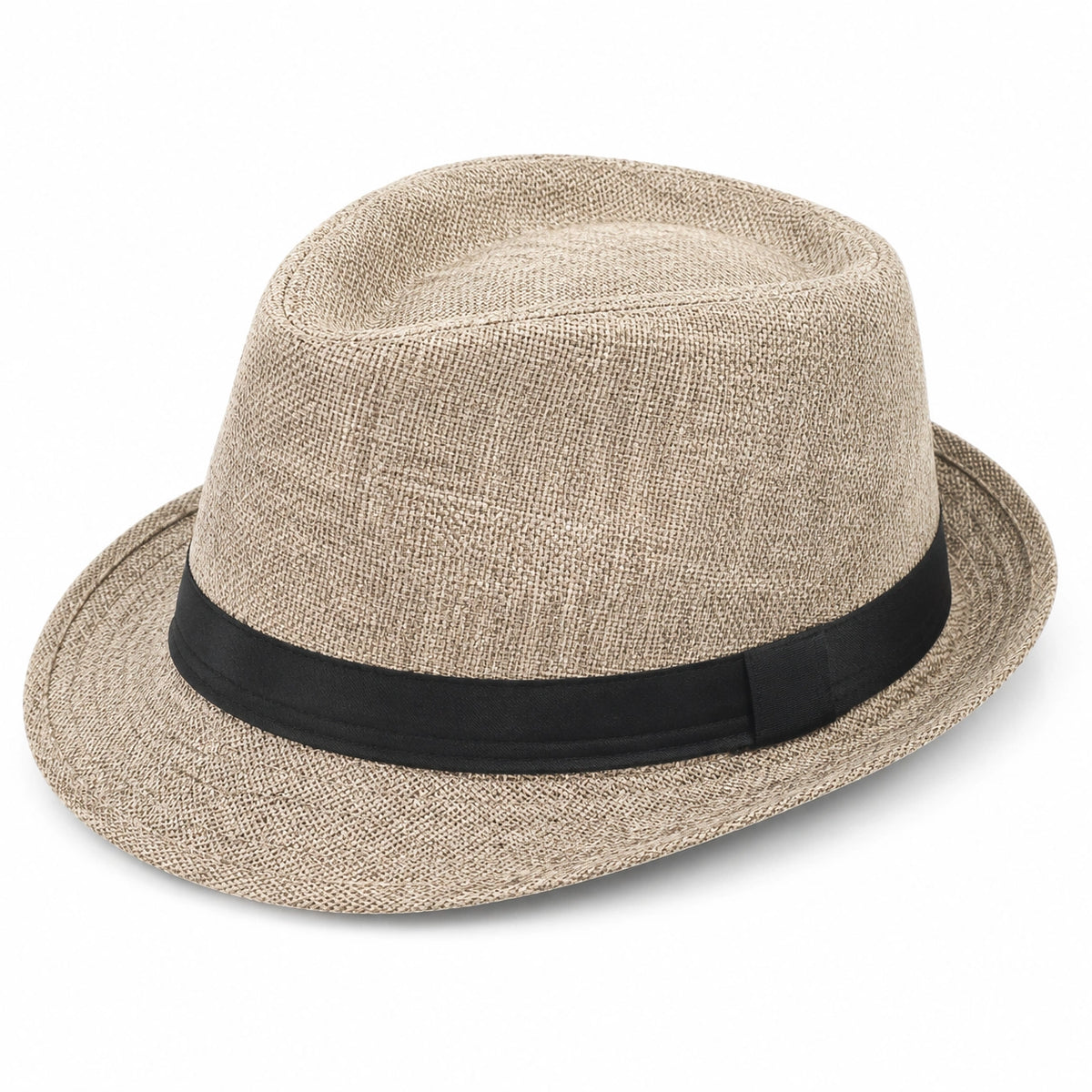 Unisex Fedora Hut Beige mit Schwarzem Band