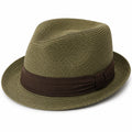 Fedora Herren Hut Olivgrün mit Braunem Band