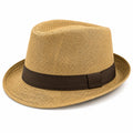 Fedora Strohhut Unisex mit Breitem Band Beige