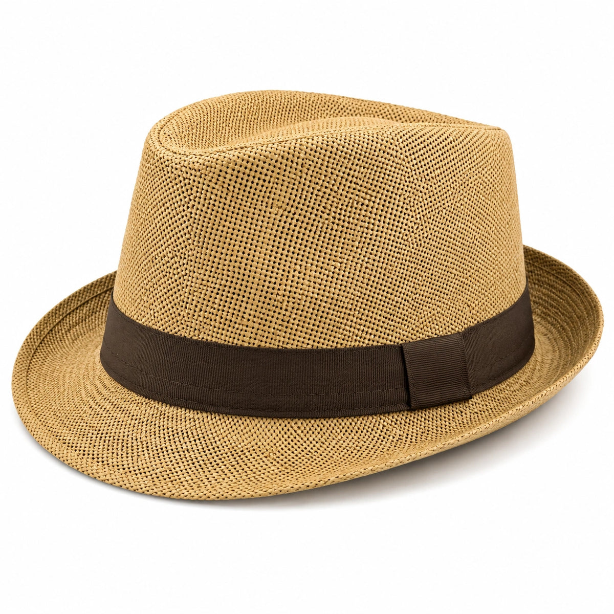 Fedora Strohhut Unisex mit Breitem Band Beige