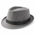 Eleganter Grauer Fedora Hut mit Schwarzem Band