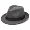 Grau-schwarzer Fedora Hut für Herren