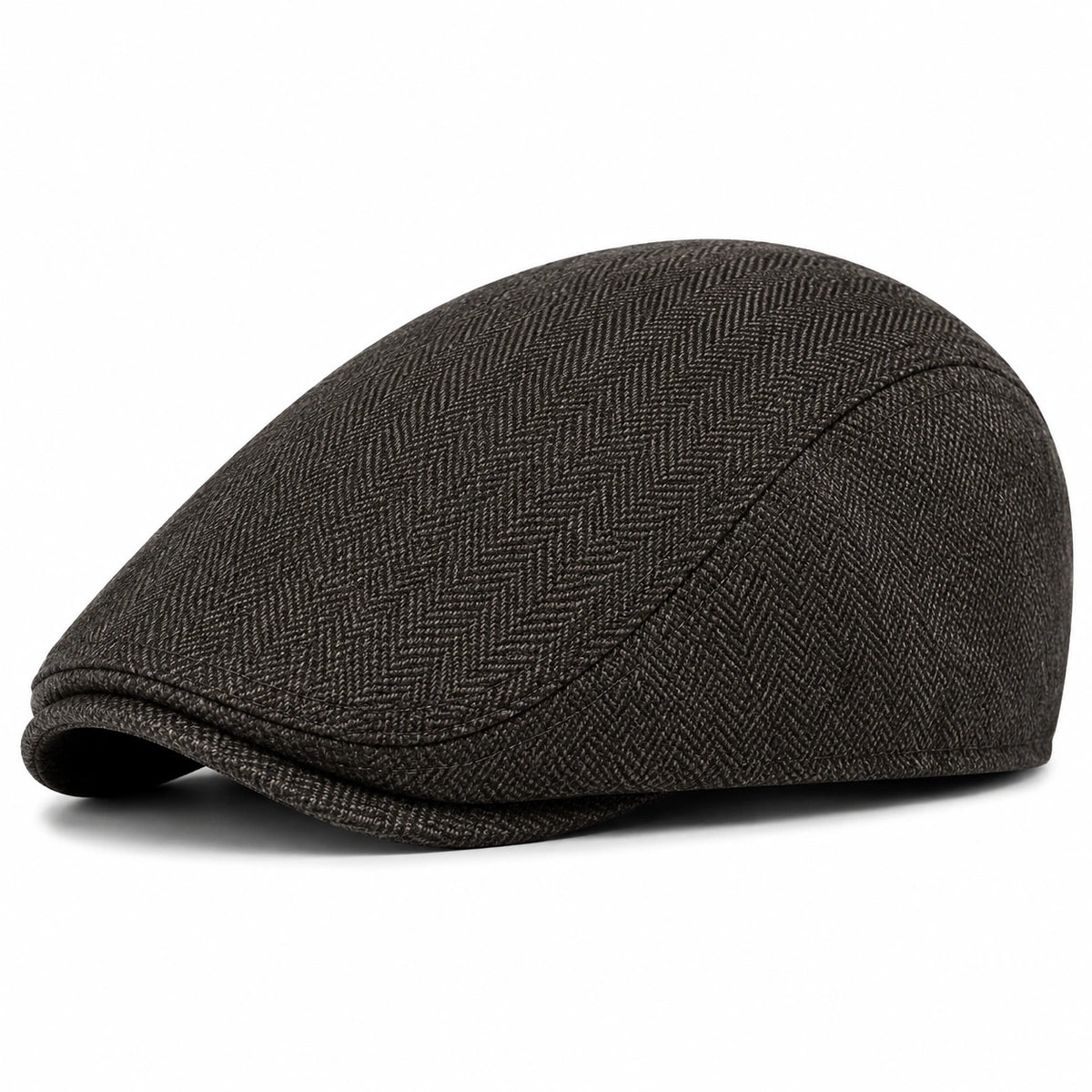 Herren Schiebermütze Braun, klassische Fischgrät Flatcap