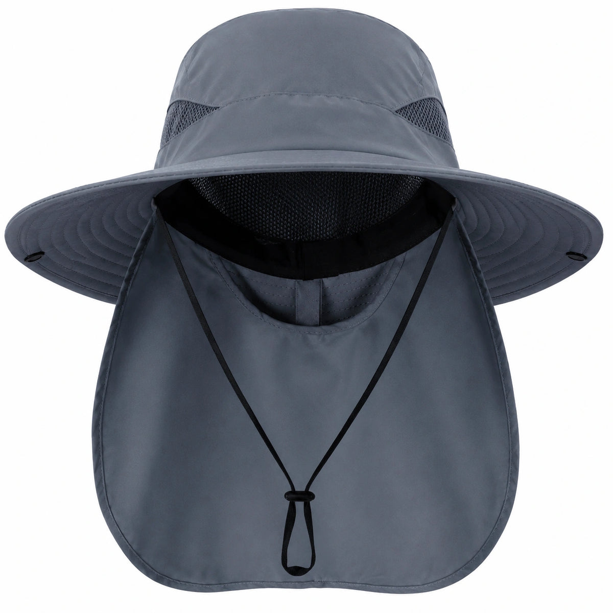 Sonnenhut mit Nackenschutz und breiter Krempe Dunkelgrau Unisex