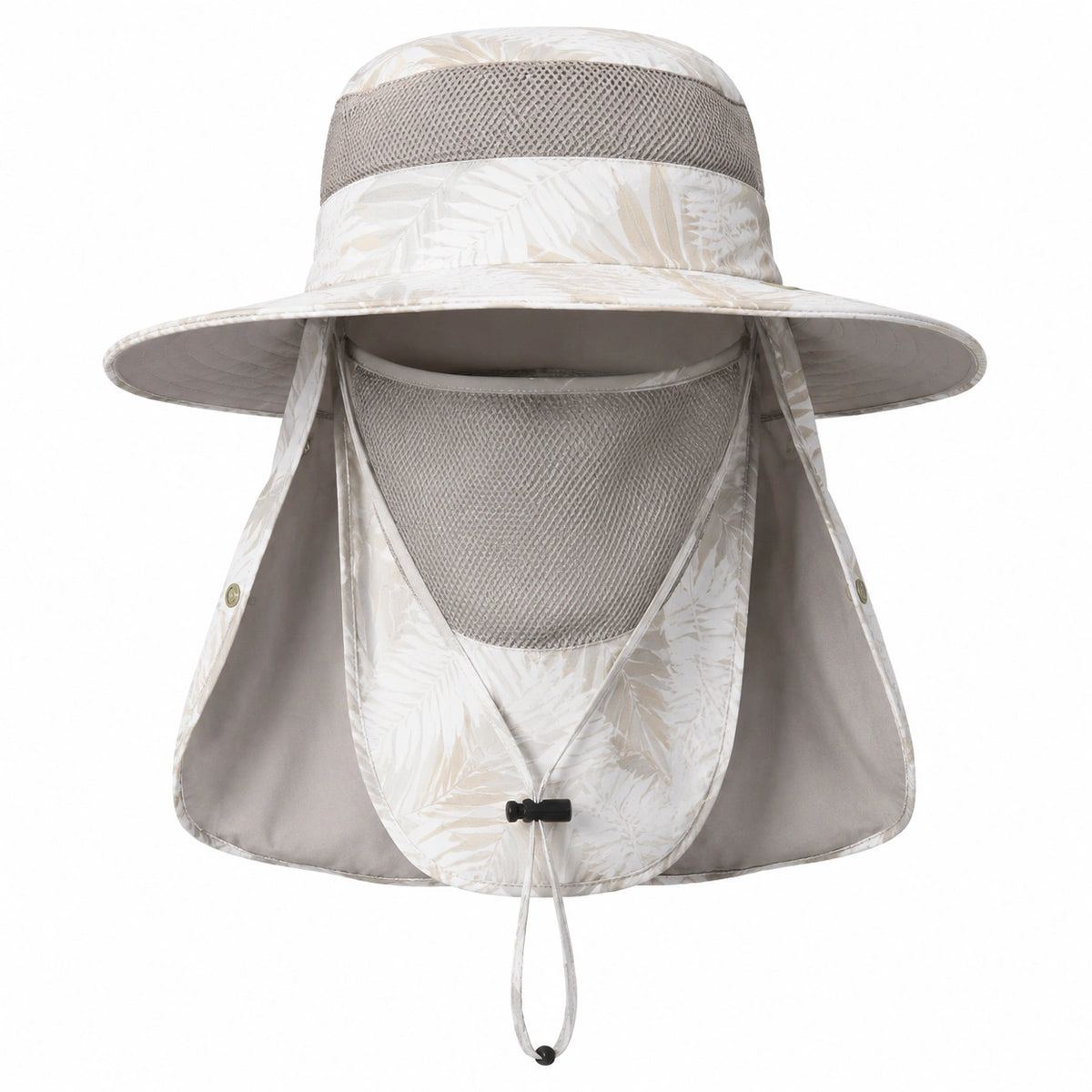 Beiger Sonnenhut mit UV-Schutz und Gesichtsschutz