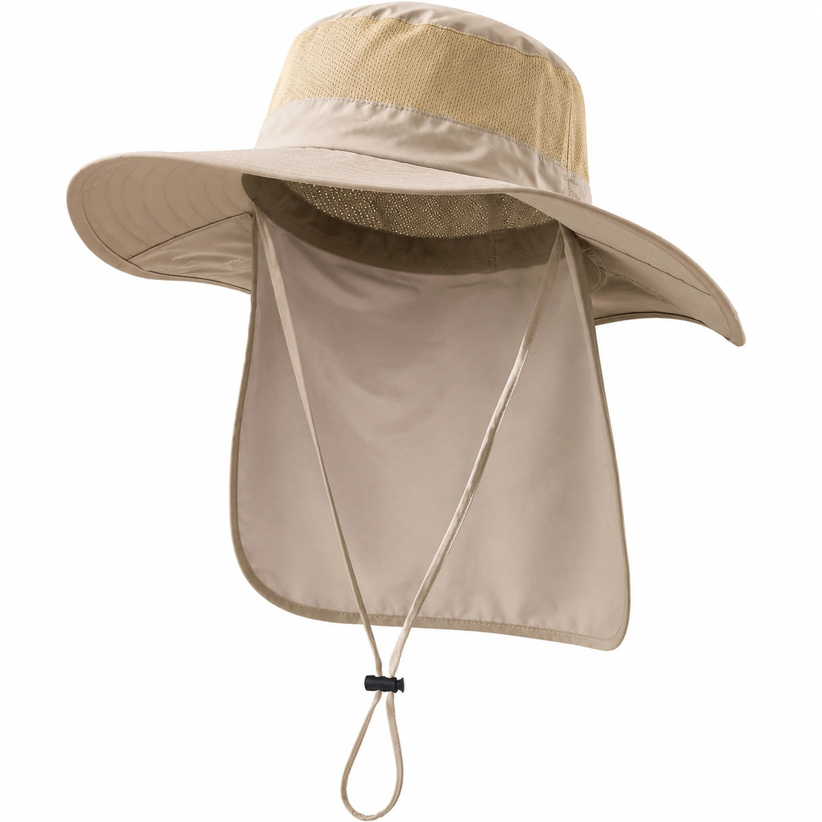 Beiger Outdoor-Sonnenhut mit Nackenschutz