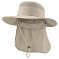 Beiger UV-Schutz-Sonnenhut mit Nackenschutz und Netzgewebe