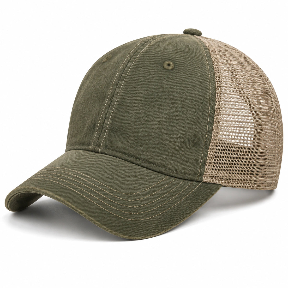 Unisex Baseball Cap mit Netzdetail Grün/Beige