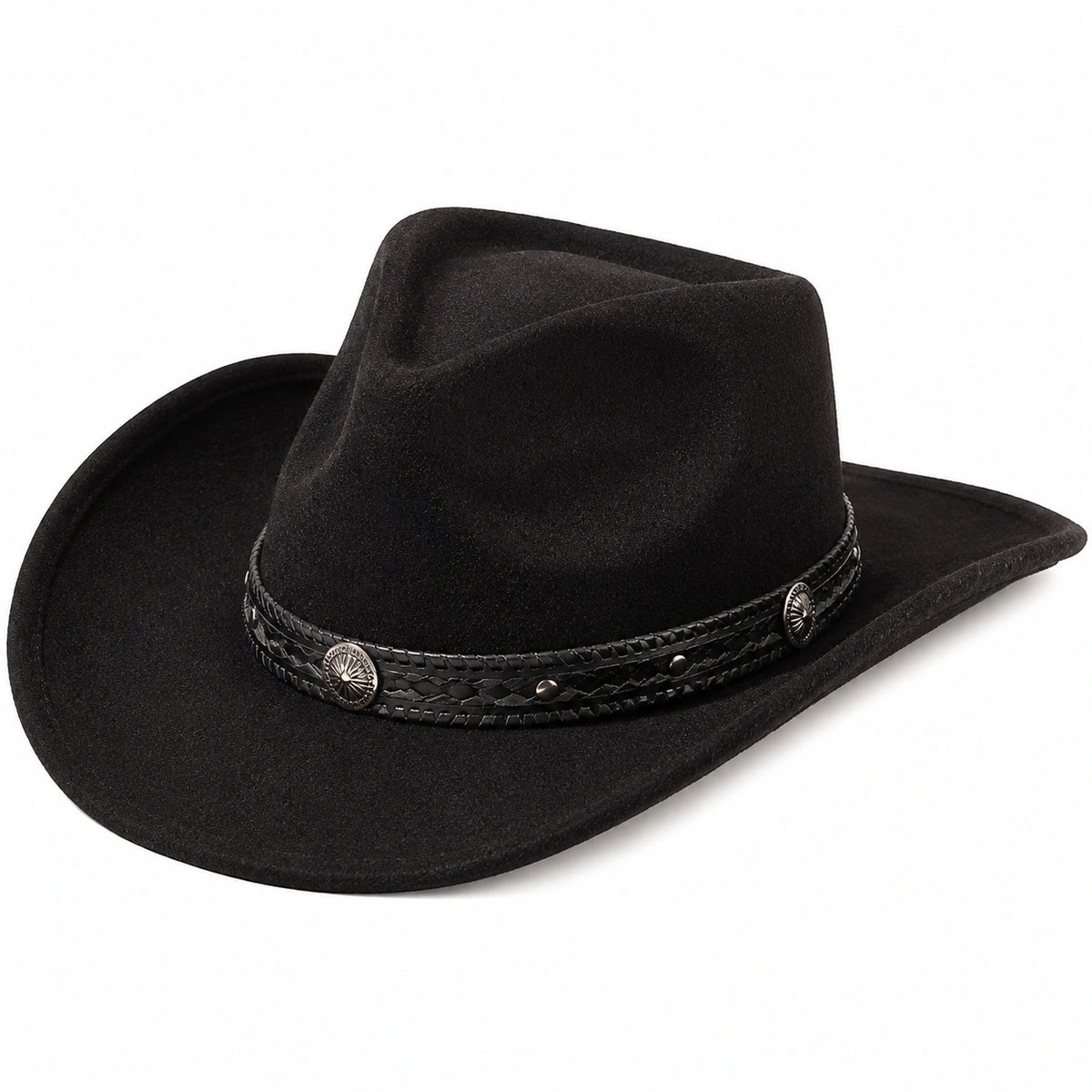 Schwarzer Western Cowboyhut mit Verzierungen