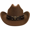 Klassischer Cowboyhut mit Stiermotiv in Braun