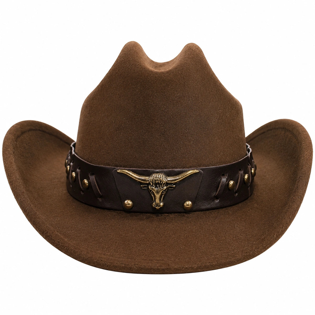 Klassischer Cowboyhut mit Stiermotiv in Braun