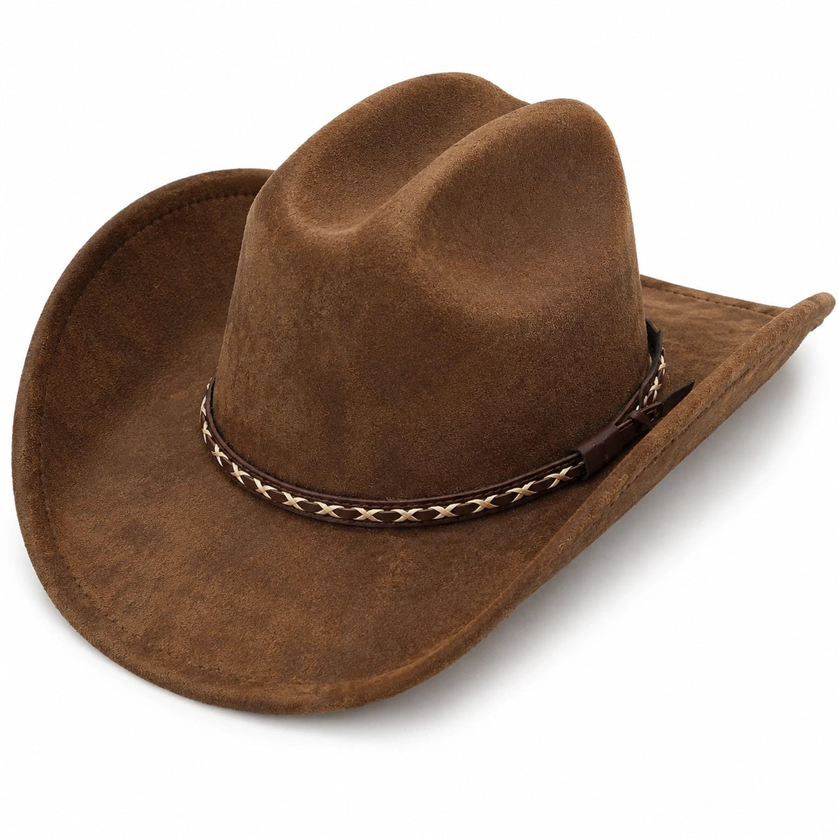 Brauner Western-Cowboyhut mit Zierband