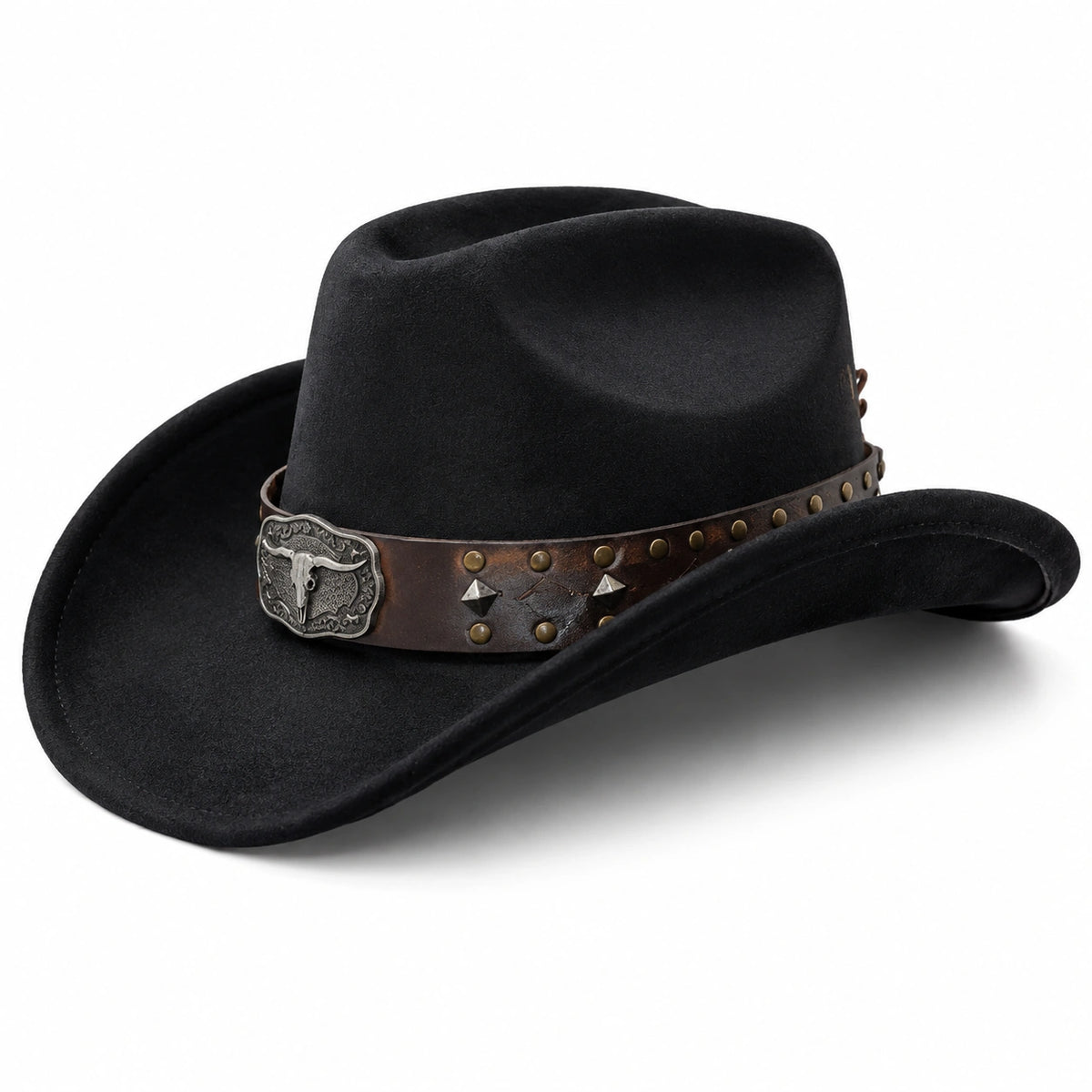 Schwarzer Western Cowboyhut mit Nietenverzierung