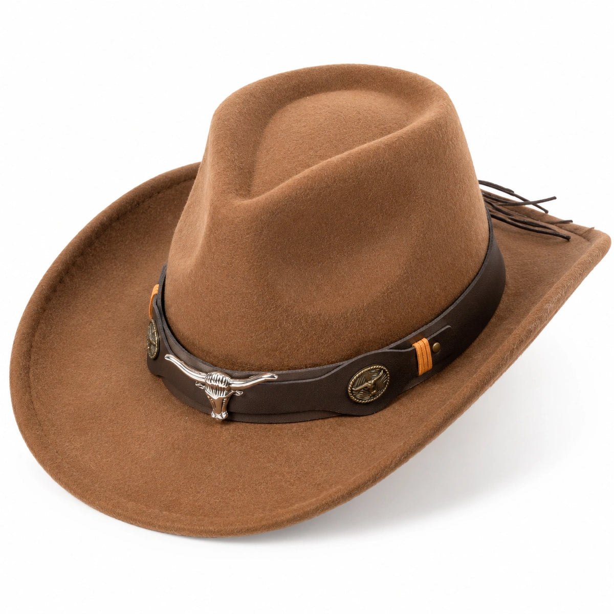 Brauner Cowboyhut mit Stieremblem
