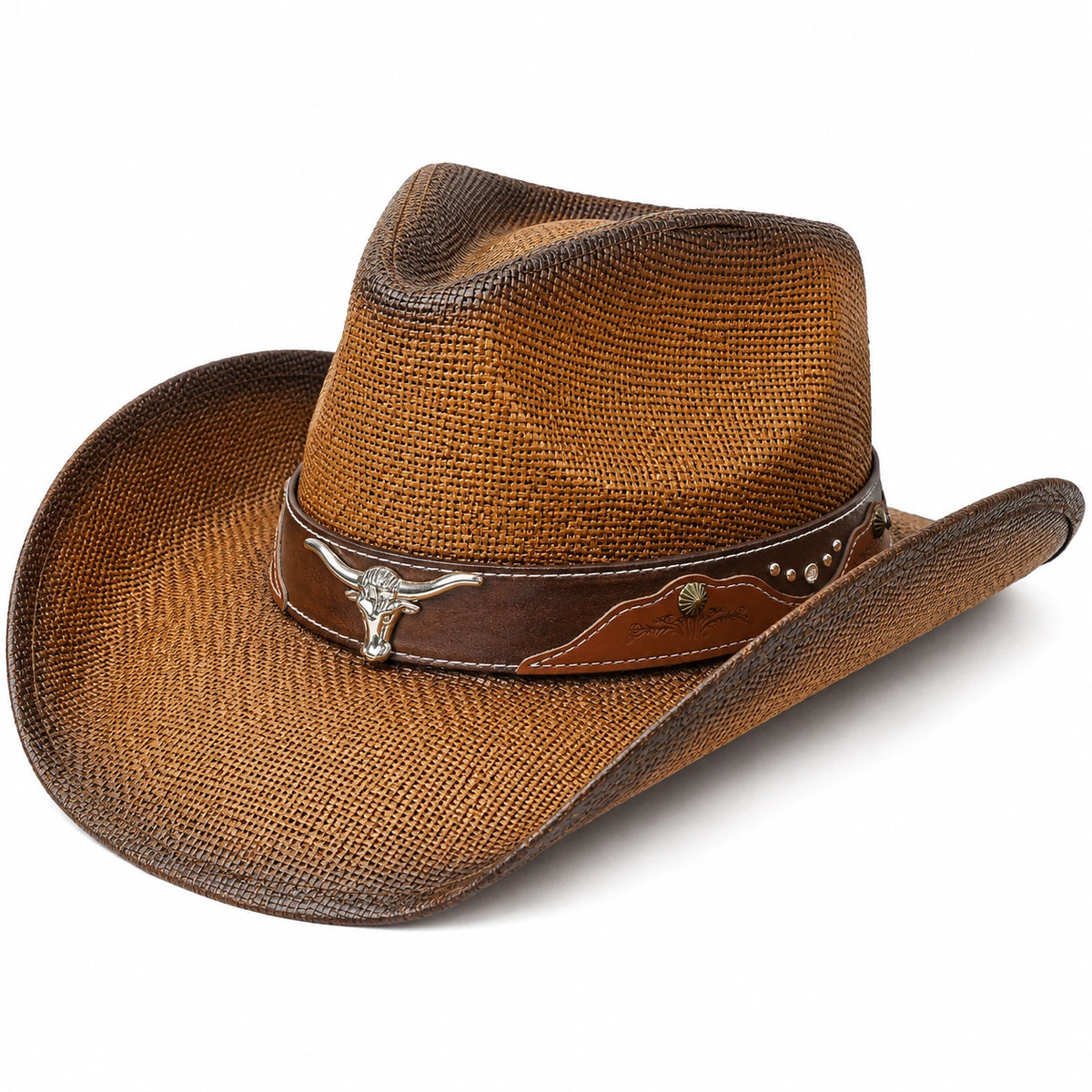 Brauner Western Cowboyhut mit Lederband