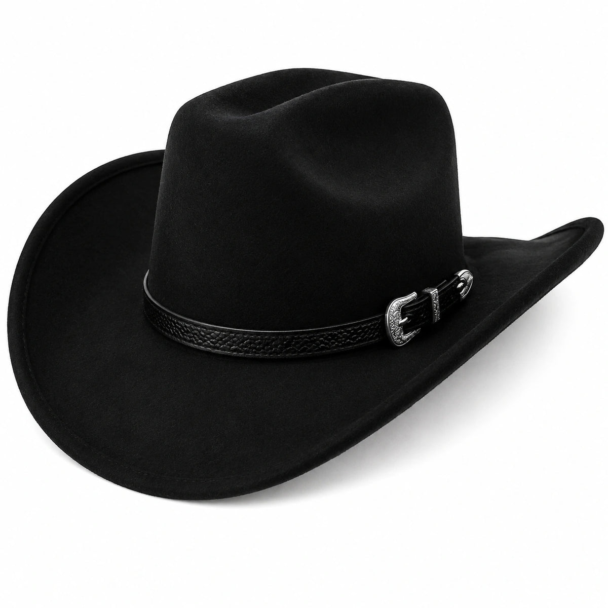 Schwarzer Cowboyhut mit Schnalle
