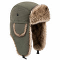 Unisex Winterfliegermütze mit Kunstpelz Ohrenklappen Grün