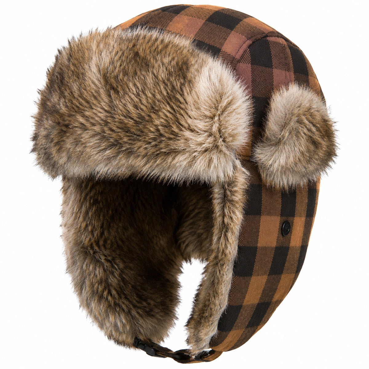 Unisex Wintermütze mit Plüschfutter und Karo-Design