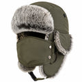 Wintermütze mit Abnehmbarer Gesichtsmaske Olivgrün