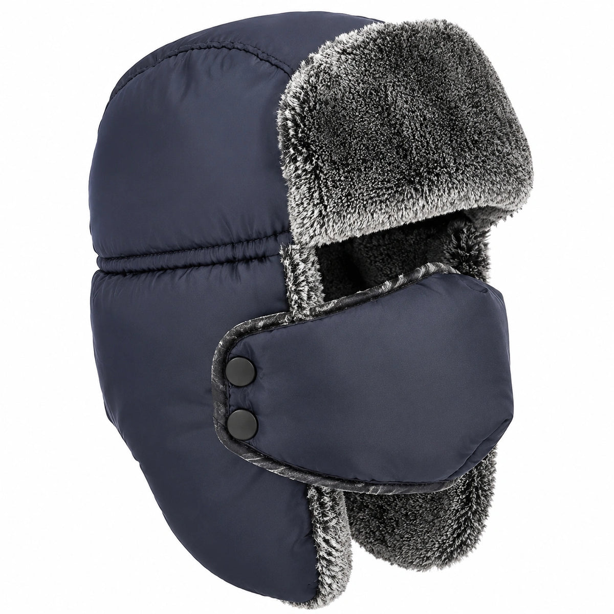 Wintermütze mit Kunstfellfutter Dunkelblau