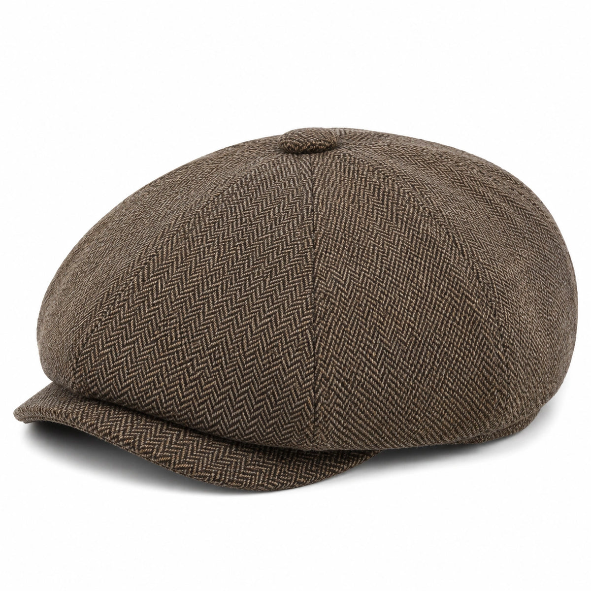 Herren Schiebermütze Braun Fischgräten Klassisch