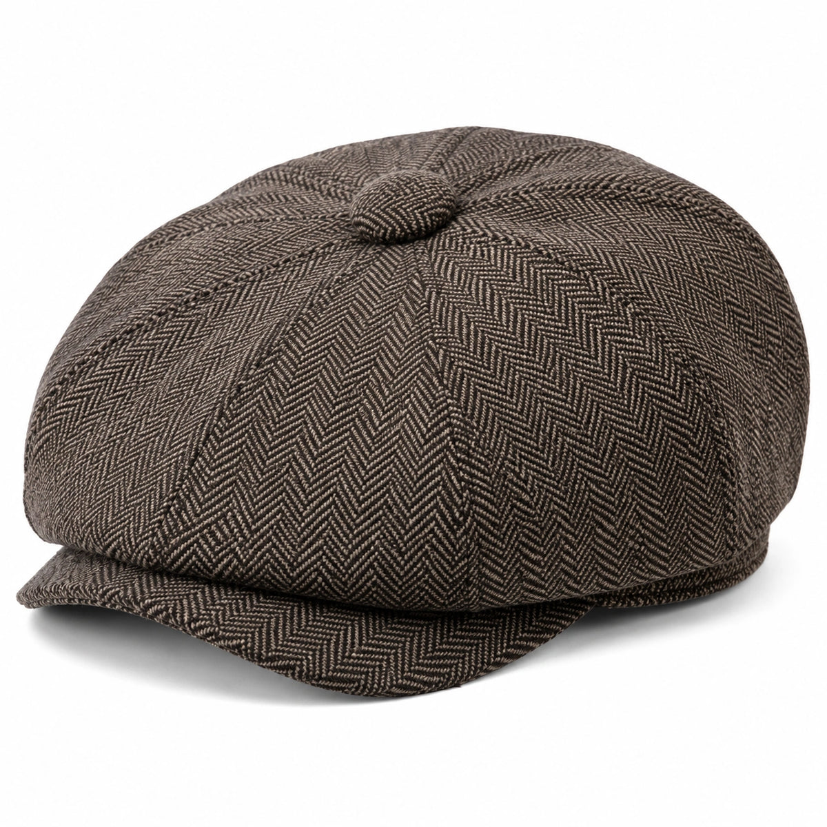 Herren Schiebermütze Fischgrat Braun Unisex