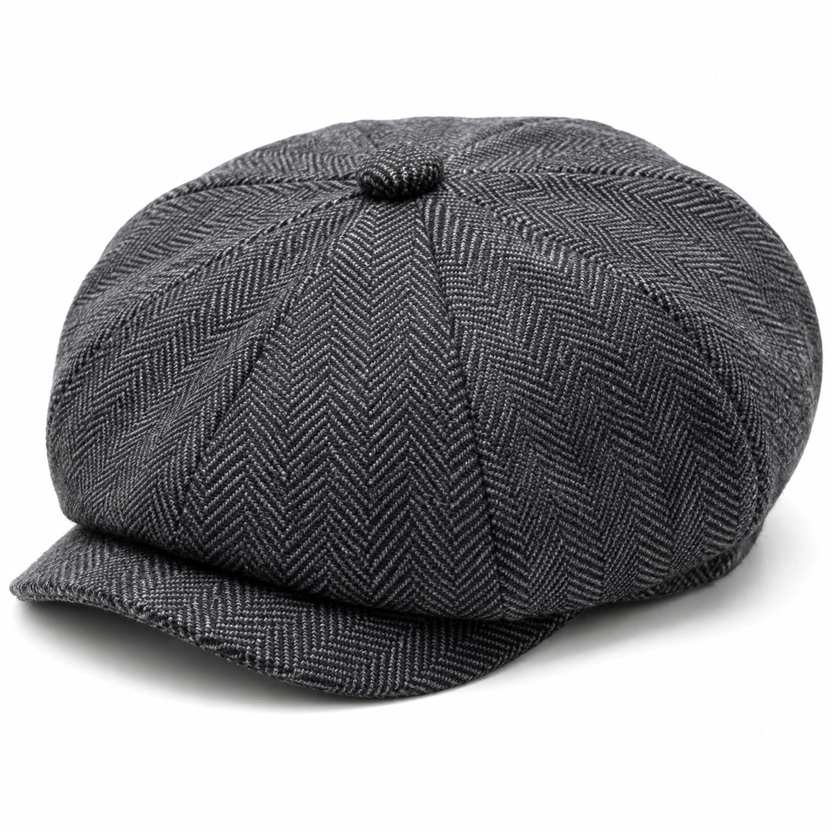 Grau Fischgrätenmuster Schiebermütze Unisex