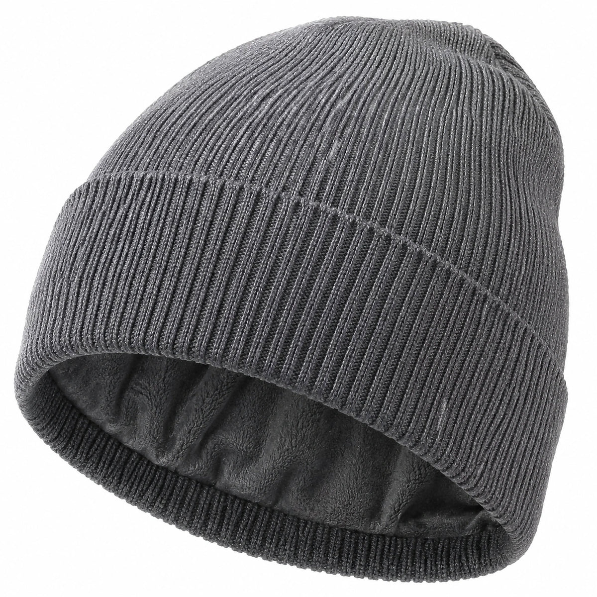 Unisex Graue Strickmütze mit Fleecefutter