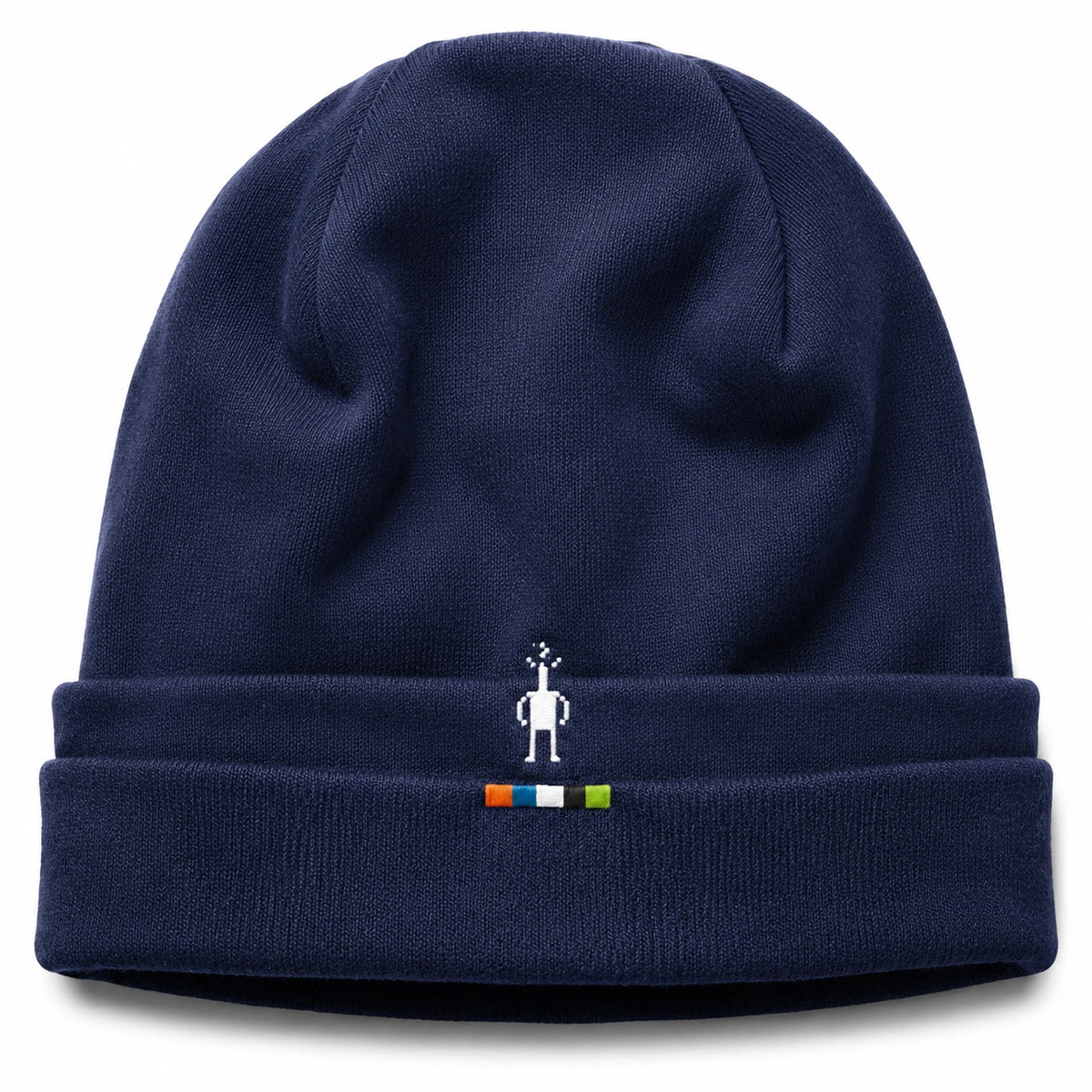 Dunkelblaue Strickmütze mit Stickerei